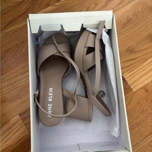 Anne Klein Women's Brown Block Heel Sandals